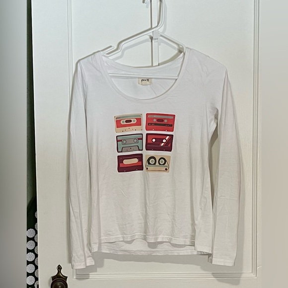 Pact Tops - Pact White Long Sleeve Tee with Cassette Print